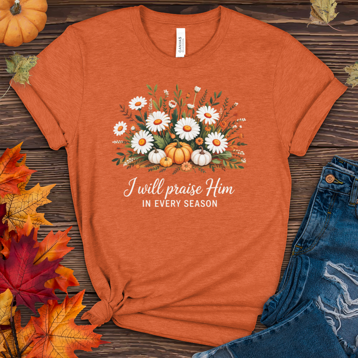 I Will Praise Him Fall Heathered Tee