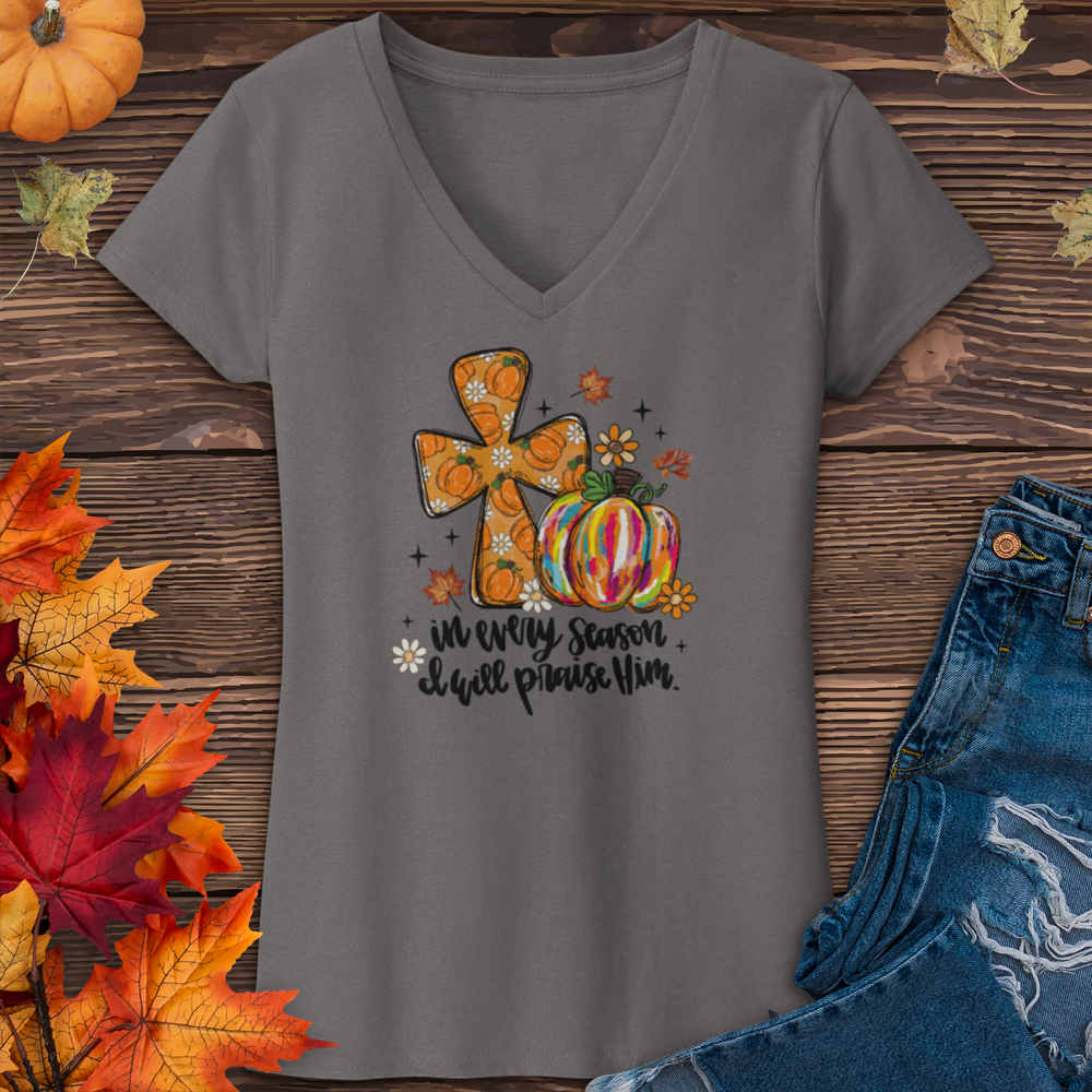 I Will Praise Him In Every Season V-Neck Tee