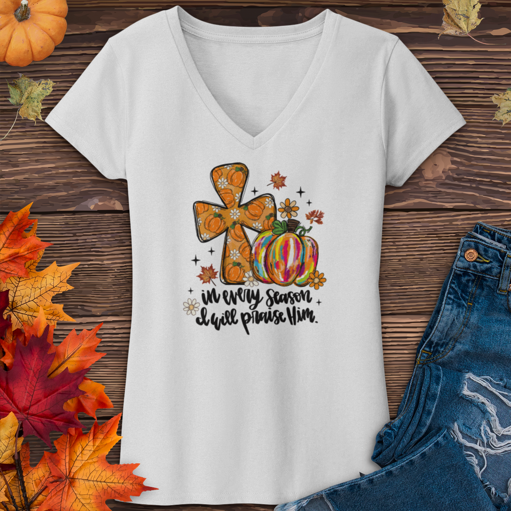 I Will Praise Him In Every Season V-Neck Tee