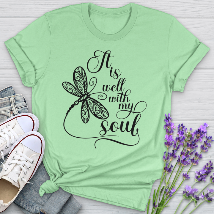 It Is Well Dragonfly Softstyle Tee