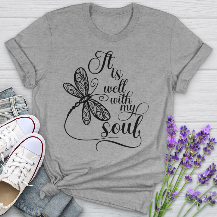 It Is Well Dragonfly Softstyle Tee