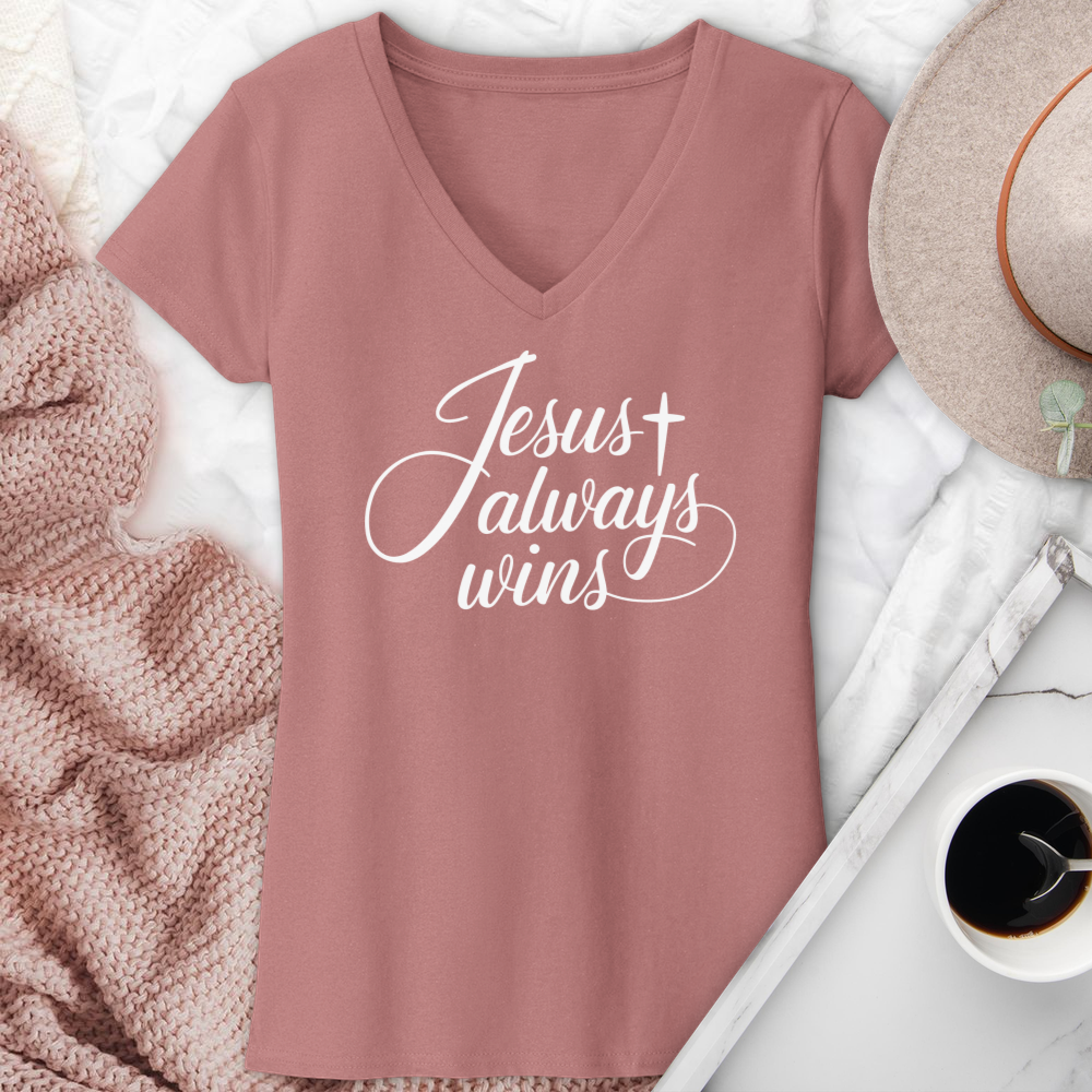 Jesus Always Wins 2 V-Neck Tee