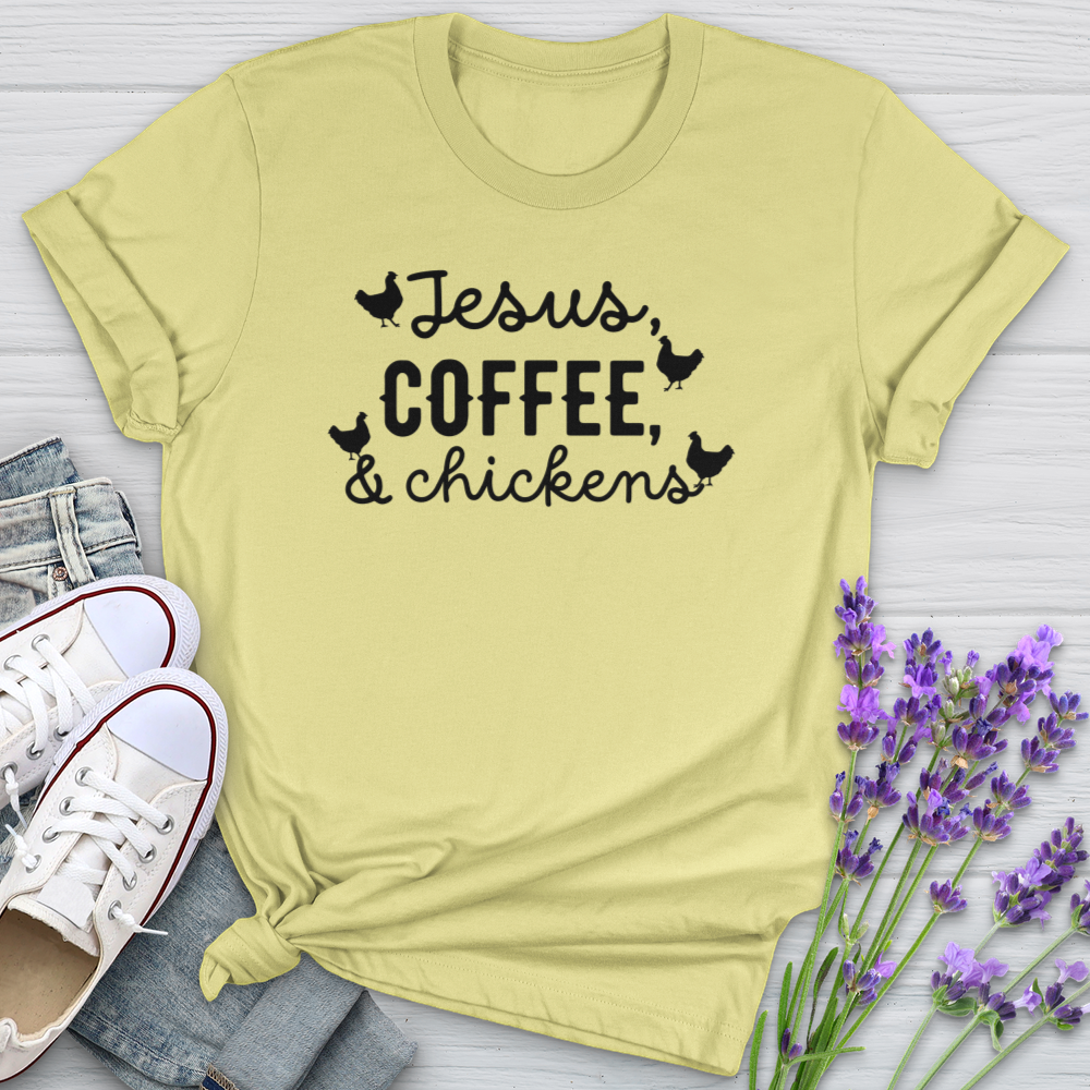 Jesus Coffee & Chickens Softstyle Tee