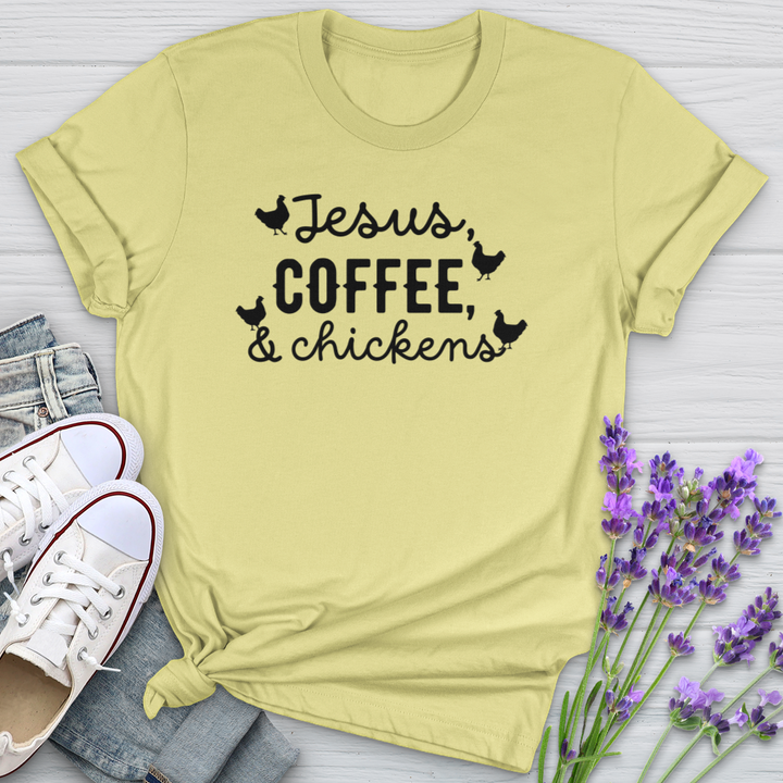 Jesus Coffee & Chickens Softstyle Tee