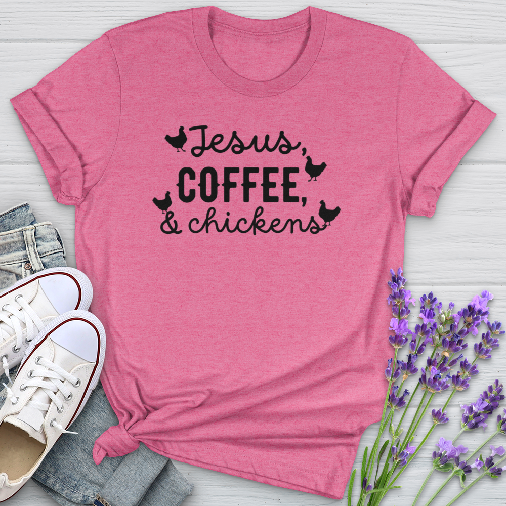 Jesus Coffee & Chickens Softstyle Tee