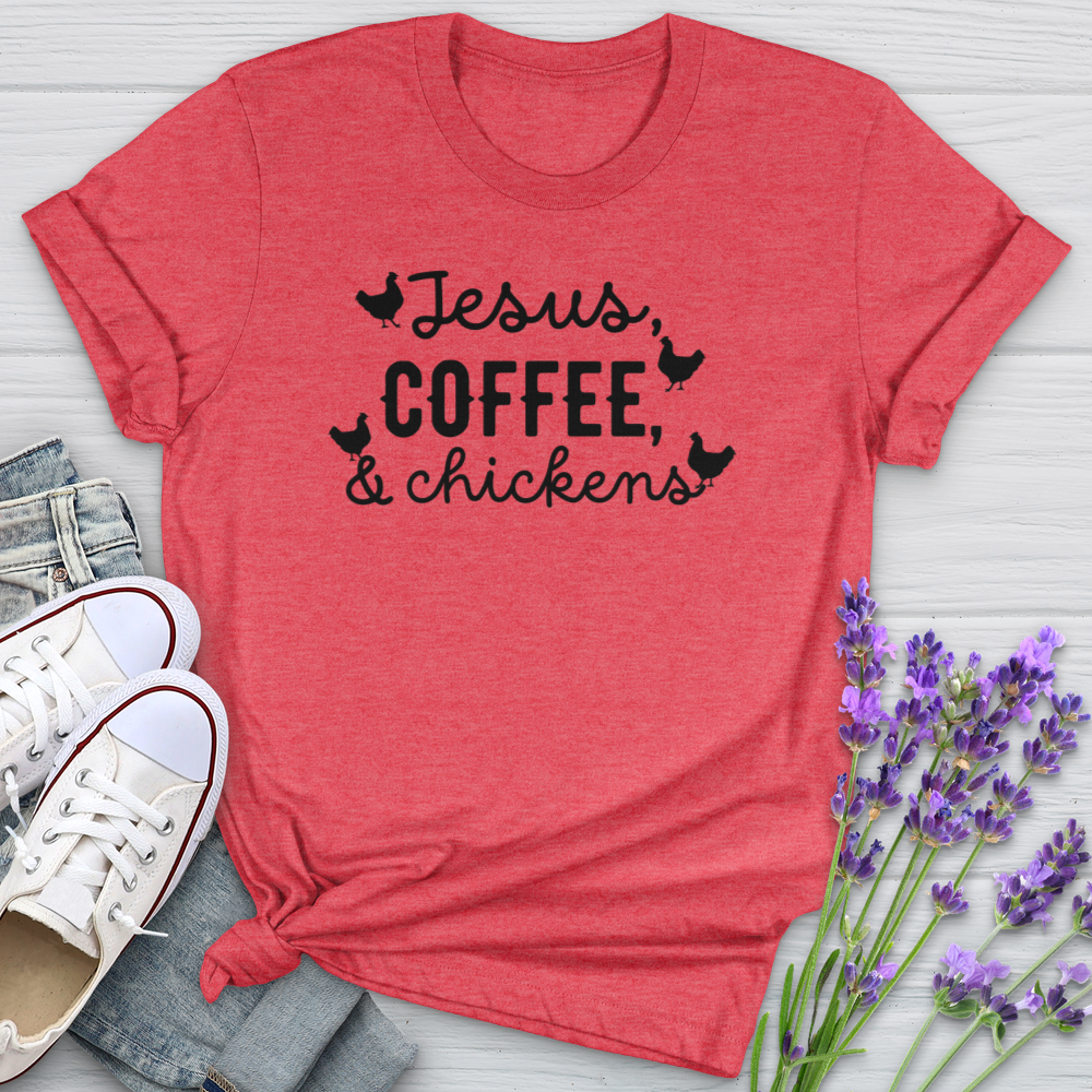 Jesus Coffee & Chickens Softstyle Tee