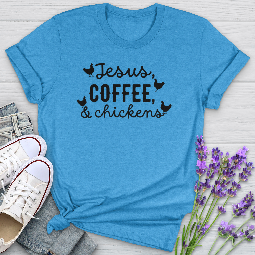 Jesus Coffee & Chickens Softstyle Tee