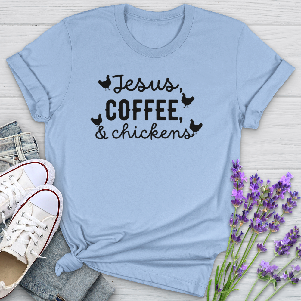 Jesus Coffee & Chickens Softstyle Tee