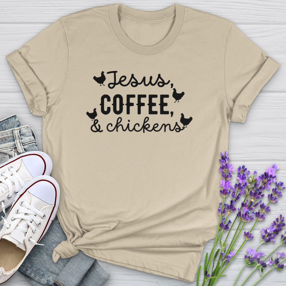 Jesus Coffee & Chickens Softstyle Tee