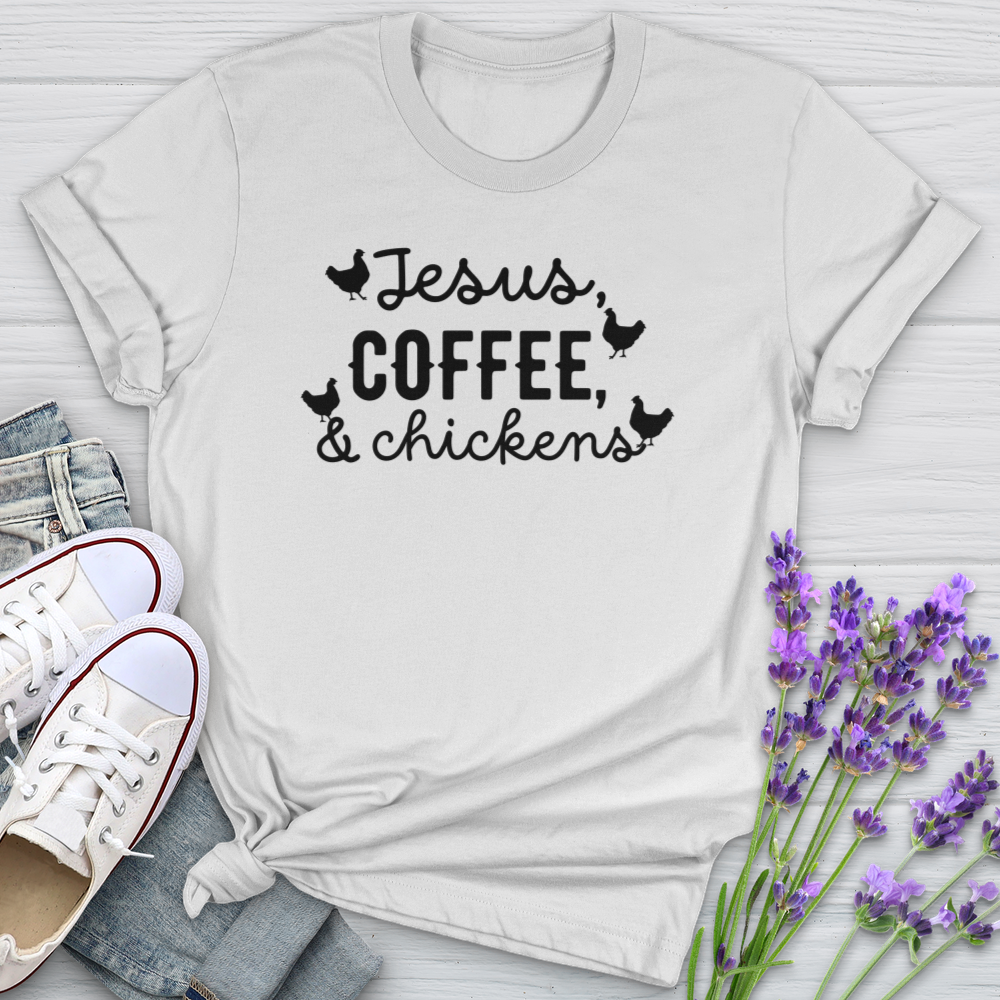 Jesus Coffee & Chickens Softstyle Tee