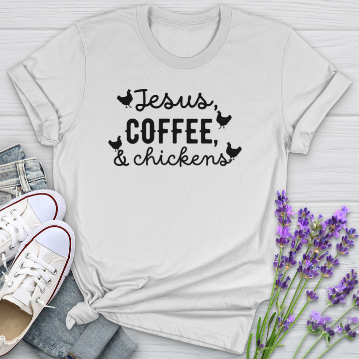 Jesus Coffee & Chickens Softstyle Tee