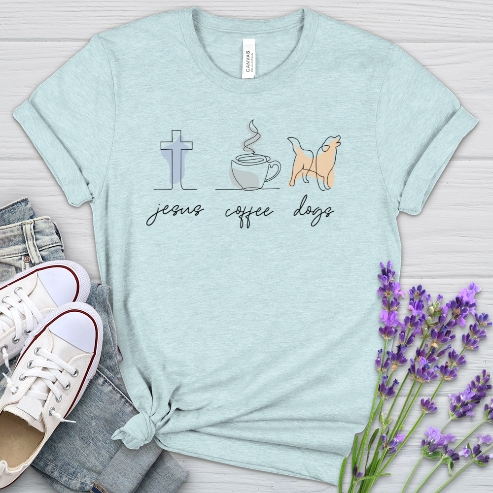 Jesus Coffee Dogs Heathered Tee