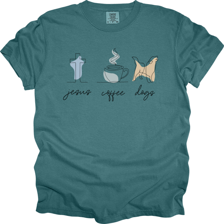 Jesus Coffee Dogs Heavy Cotton Comfort Colors Tee
