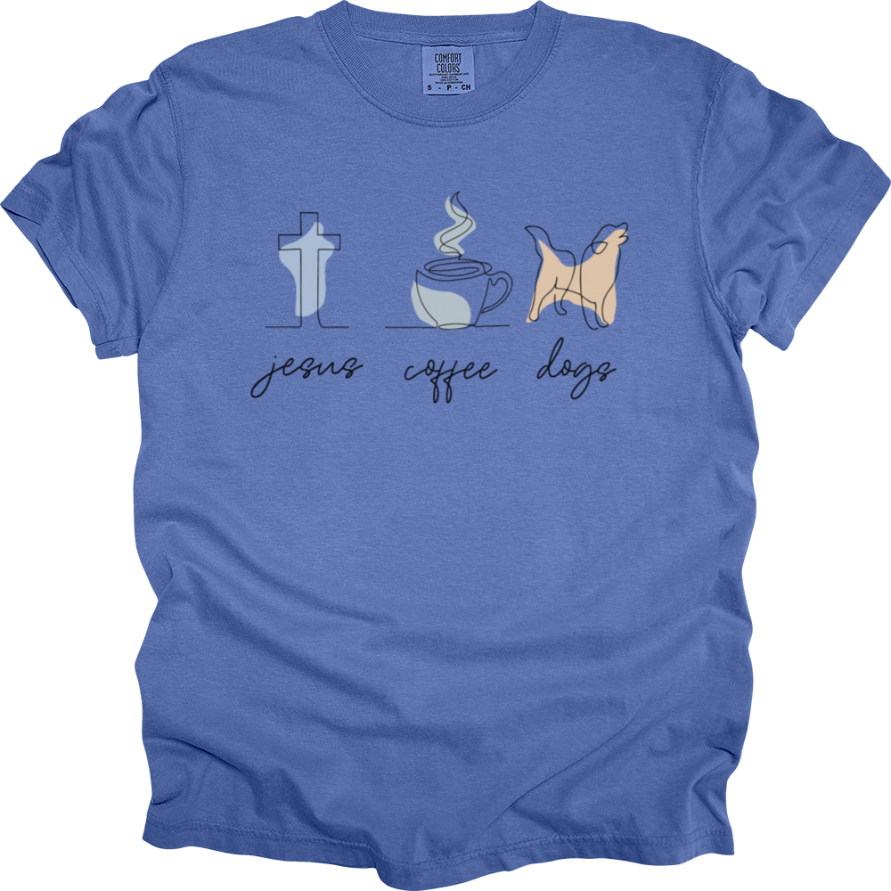Jesus Coffee Dogs Heavy Cotton Comfort Colors Tee