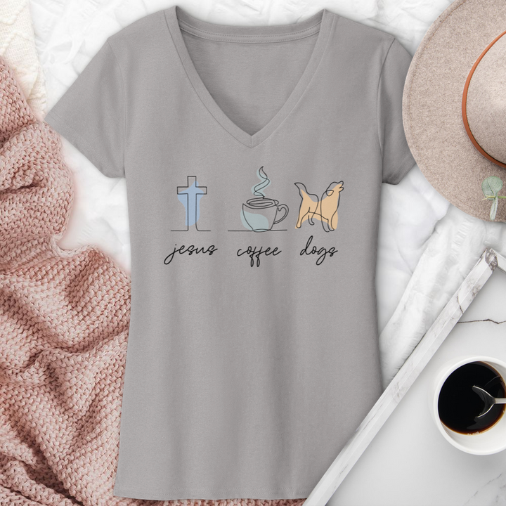 Jesus Coffee Dogs V-Neck Tee