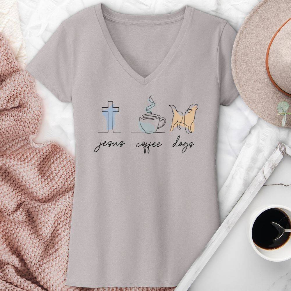 Jesus Coffee Dogs V-Neck Tee