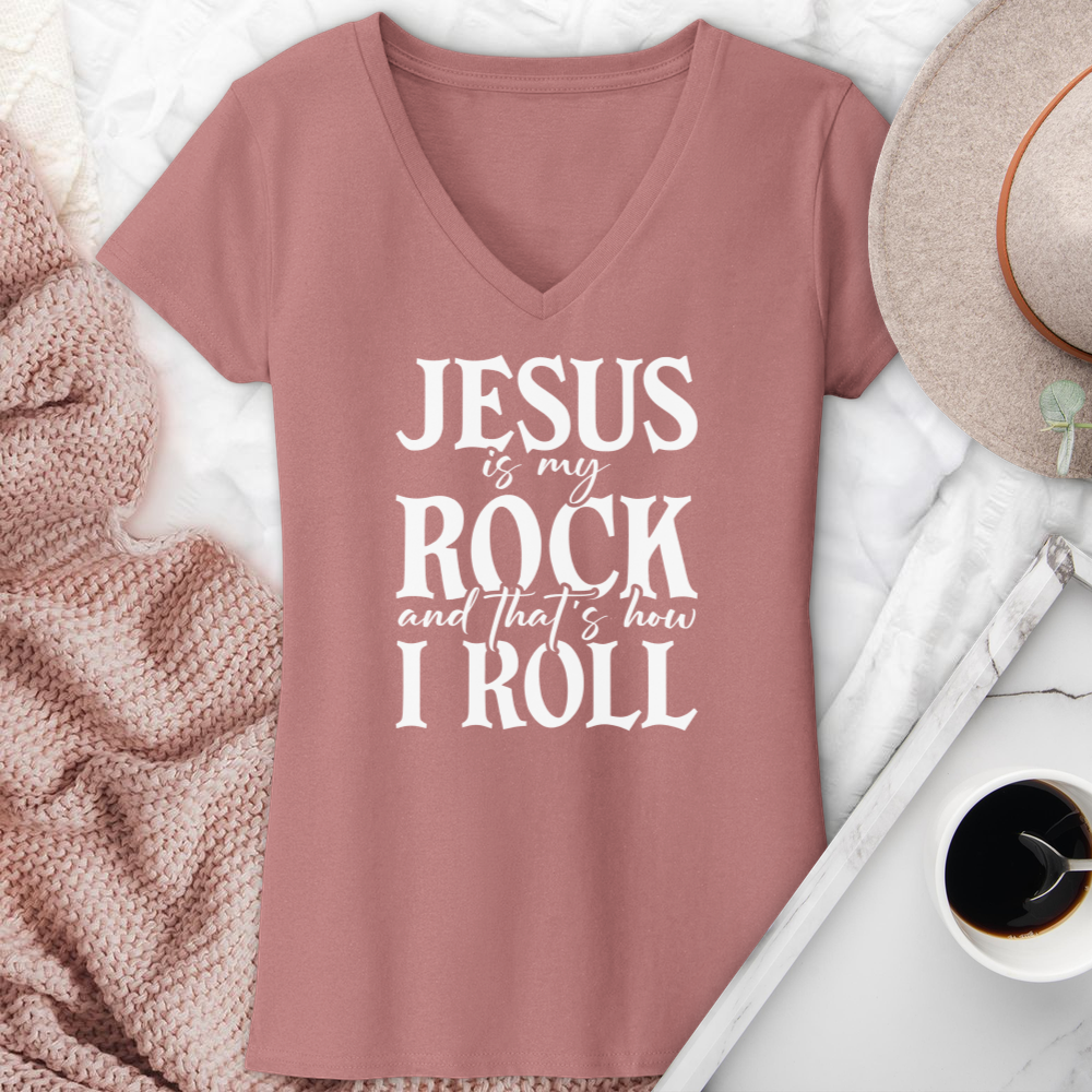 Jesus Is My Rock V-Neck Tee