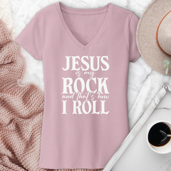 Jesus Is My Rock V-Neck Tee