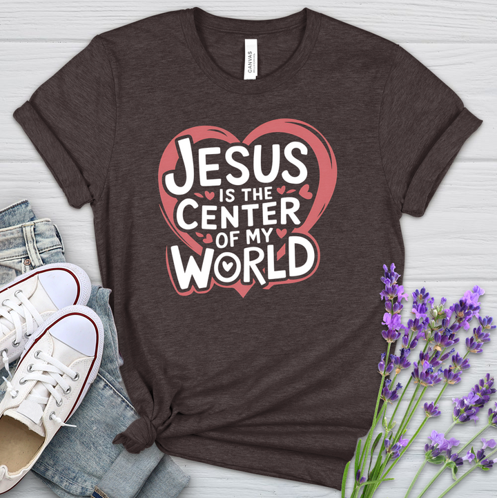 Jesus Is The Center Of My World Heathered Tee