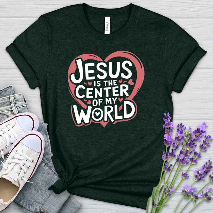 Jesus Is The Center Of My World Heathered Tee