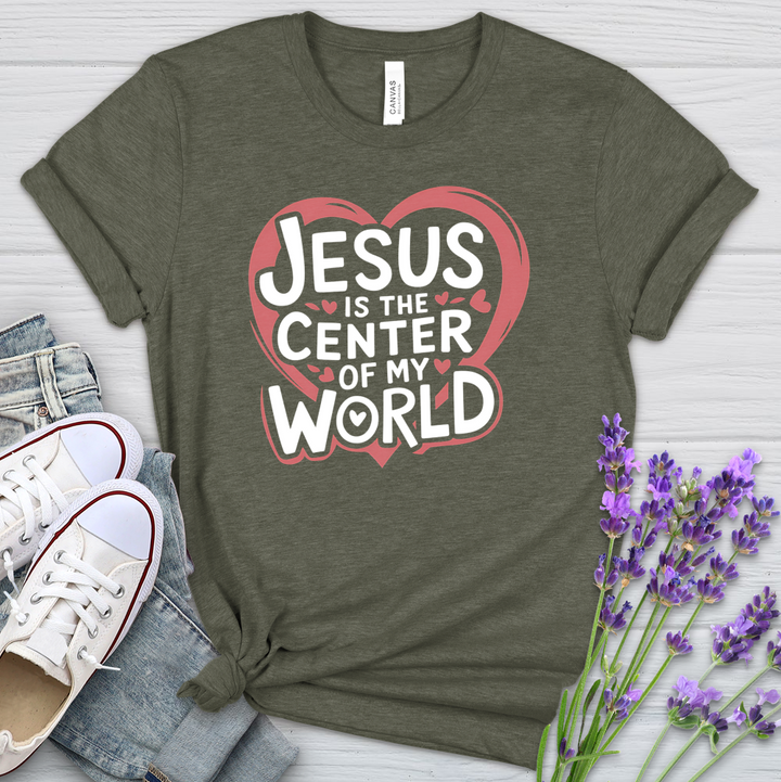 Jesus Is The Center Of My World Heathered Tee