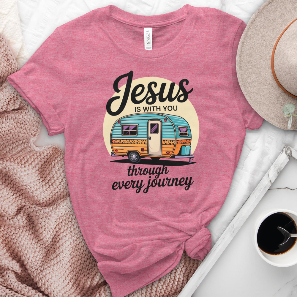 Jesus Is With You Through Every Journey Heathered Tee
