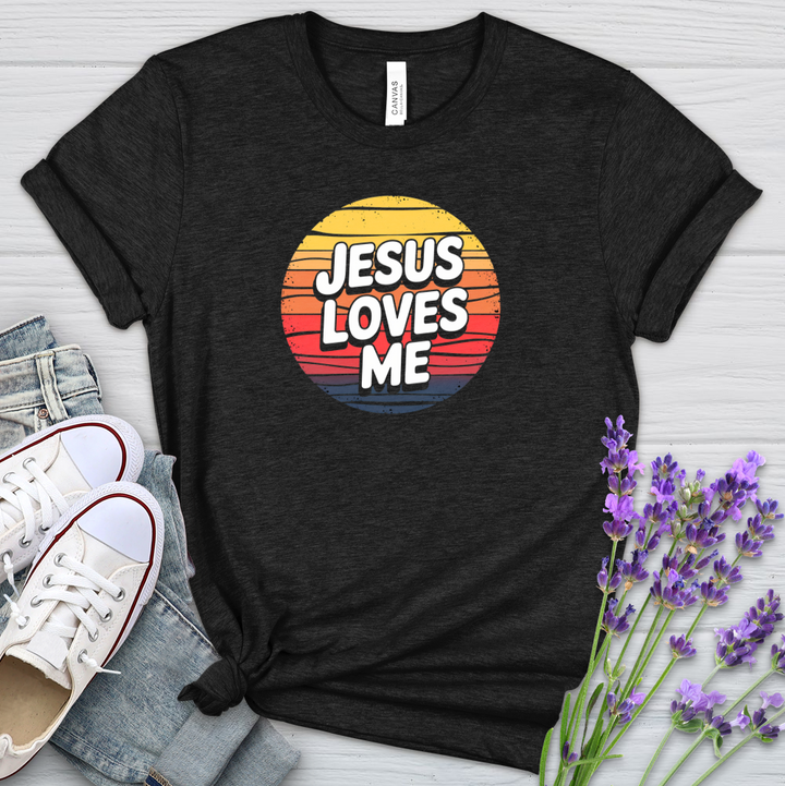 Jesus Loves Me Sunset Heathered Tee