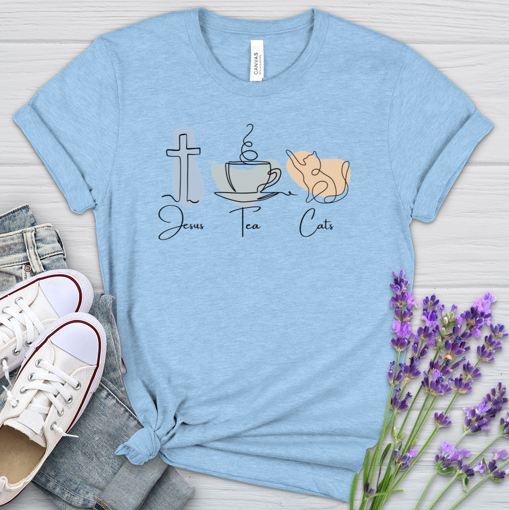 Jesus Tea Cats Heathered Tee