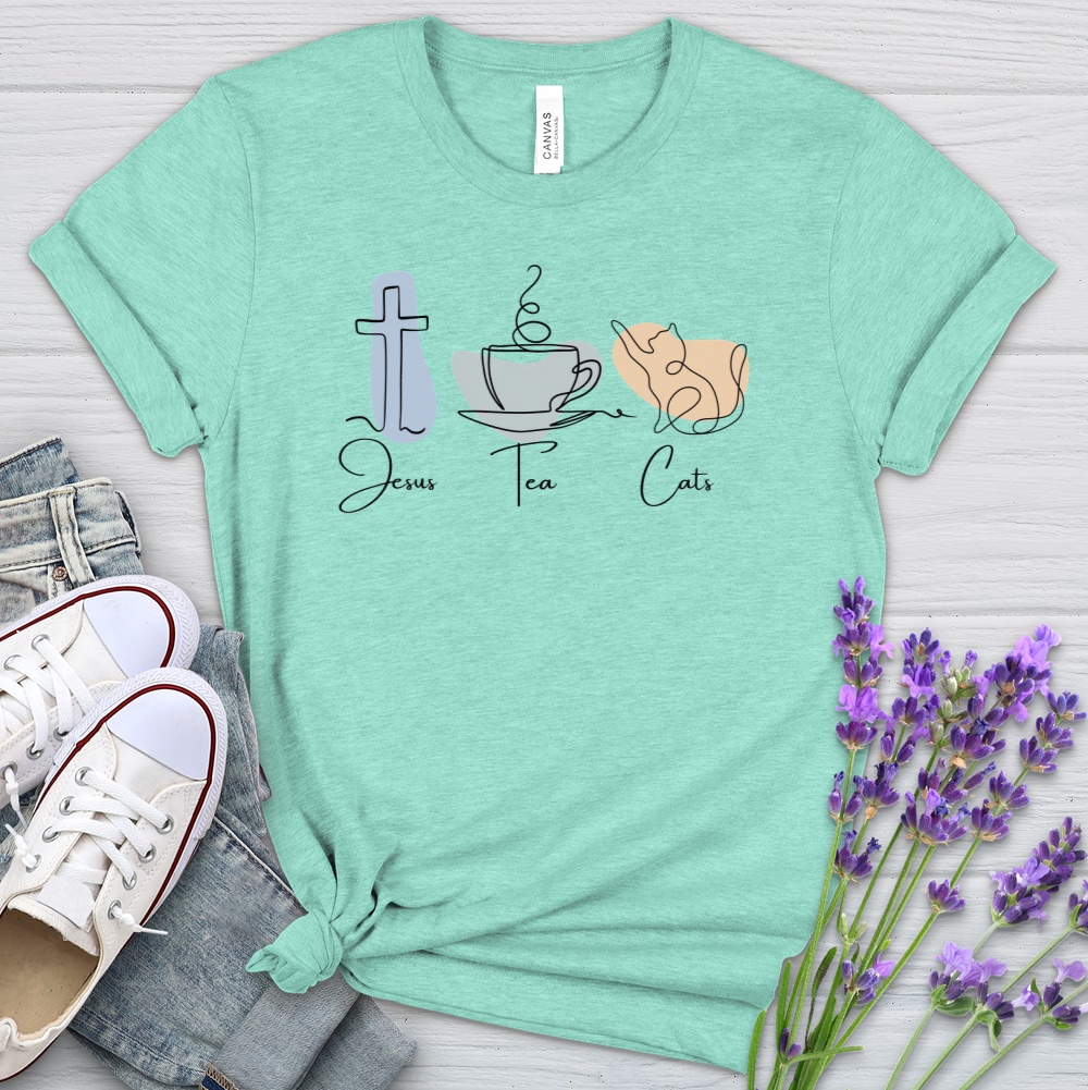 Jesus Tea Cats Heathered Tee