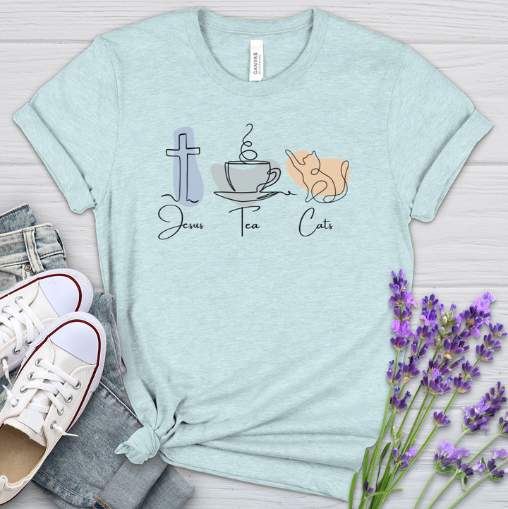 Jesus Tea Cats Heathered Tee