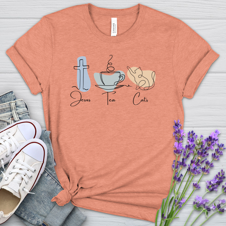 Jesus Tea Cats Heathered Tee