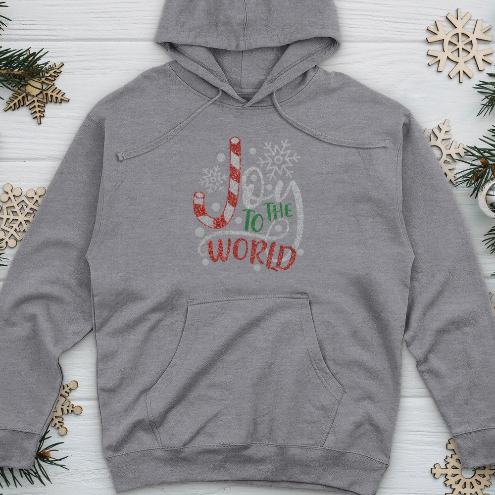 Joy To The World Candy Cane Midweight Hooded Sweatshirt