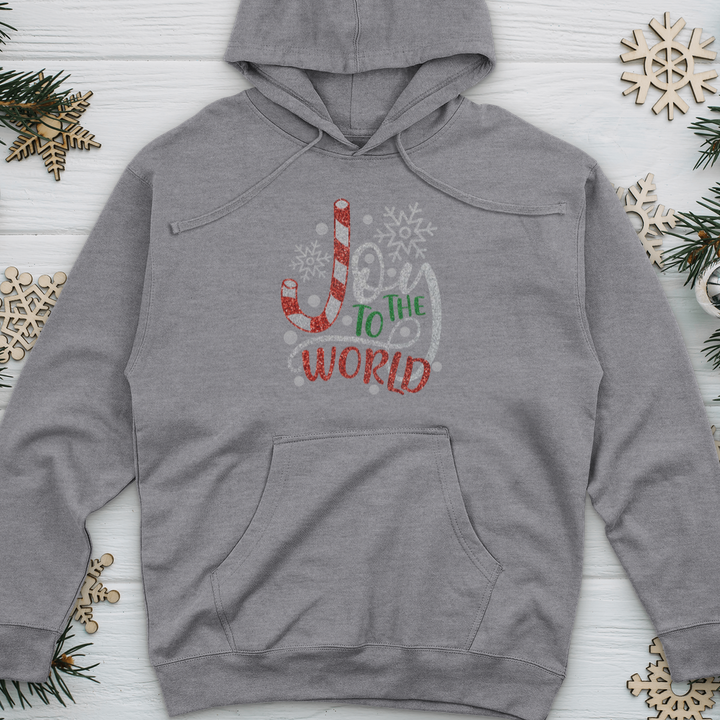 Joy To The World Candy Cane Midweight Hooded Sweatshirt