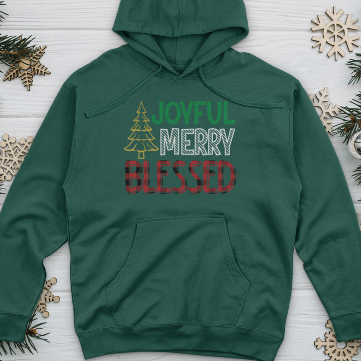 Joyful Merry Blessed Colored Midweight Hooded Sweatshirt