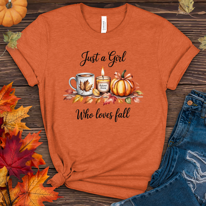 Just A Girl Who Loves Fall Heathered Tee