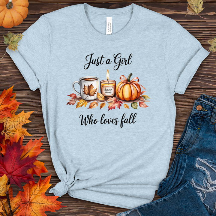 Just A Girl Who Loves Fall Heathered Tee
