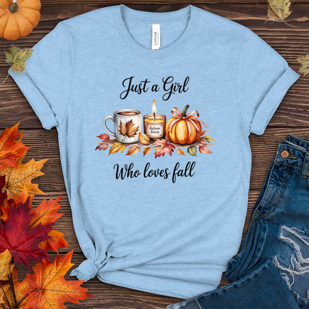 Just A Girl Who Loves Fall Heathered Tee