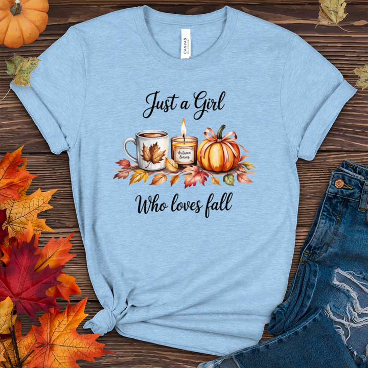 Just A Girl Who Loves Fall Heathered Tee