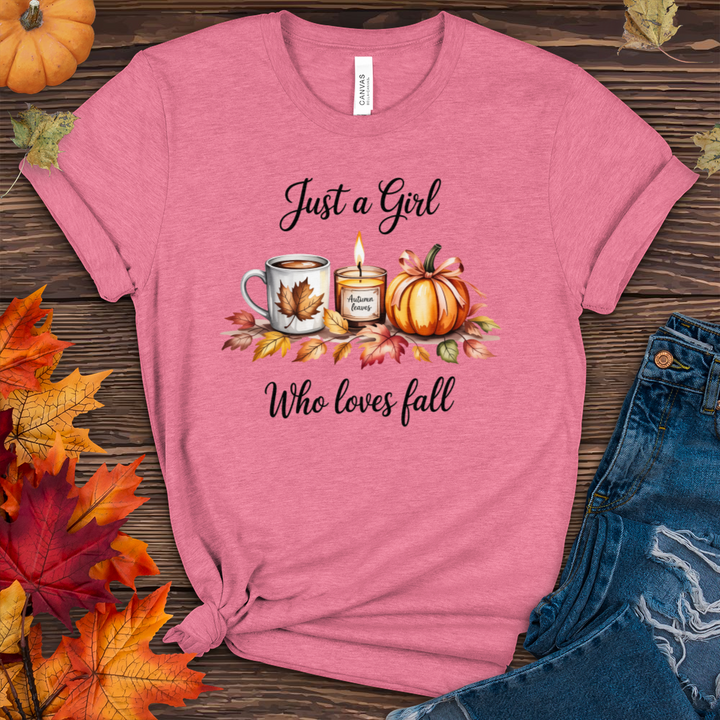 Just A Girl Who Loves Fall Heathered Tee