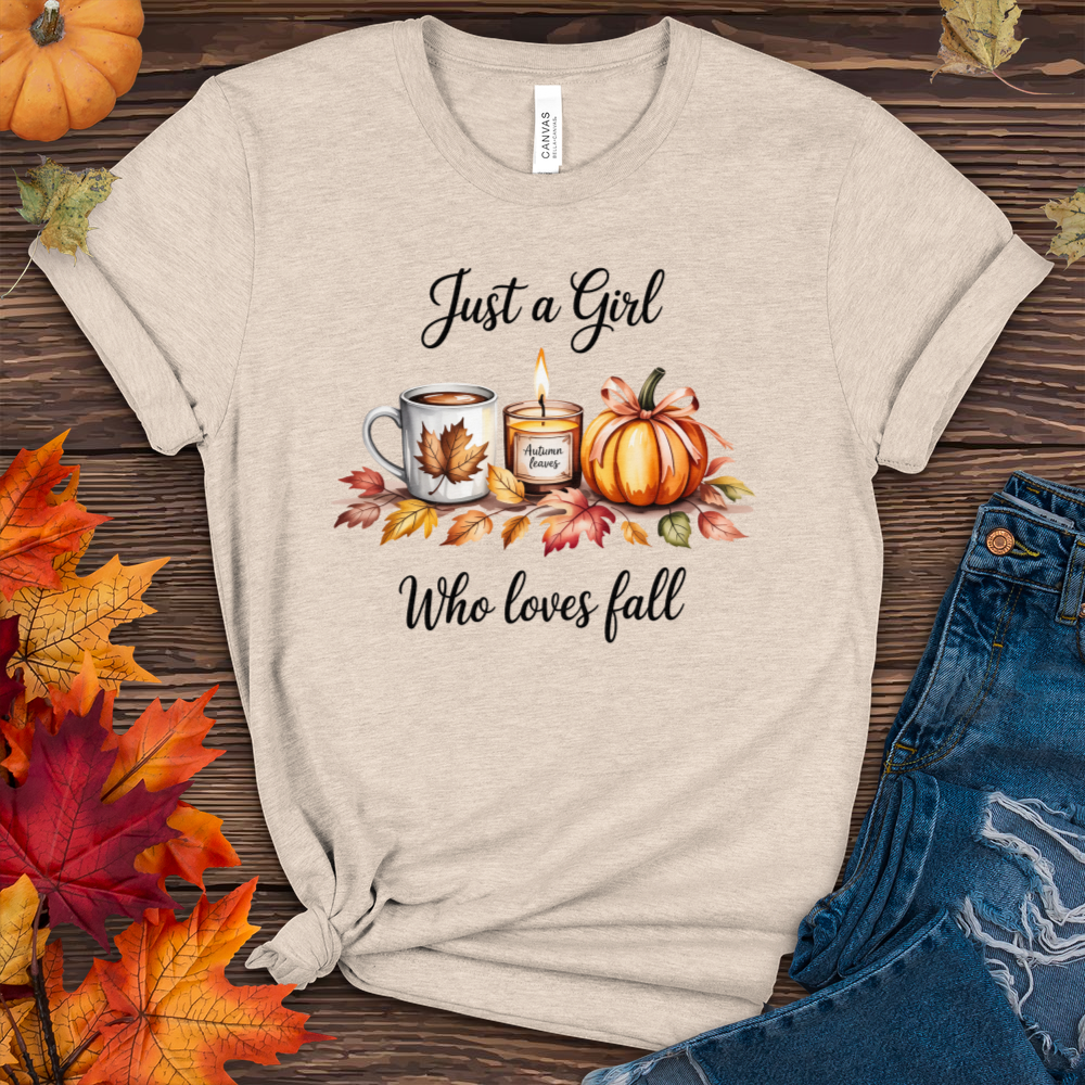 Just A Girl Who Loves Fall Heathered Tee
