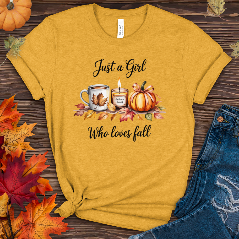 Just A Girl Who Loves Fall Heathered Tee