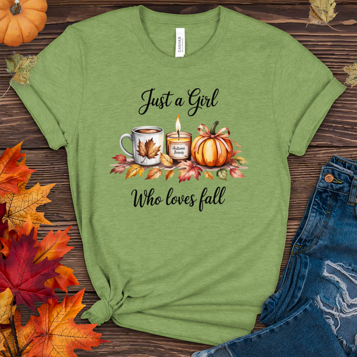 Just A Girl Who Loves Fall Heathered Tee