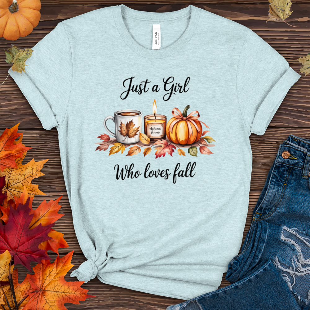 Just A Girl Who Loves Fall Heathered Tee