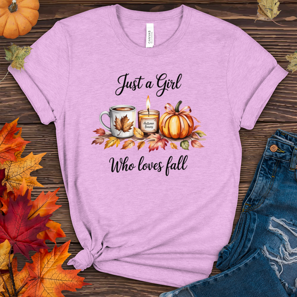 Just A Girl Who Loves Fall Heathered Tee