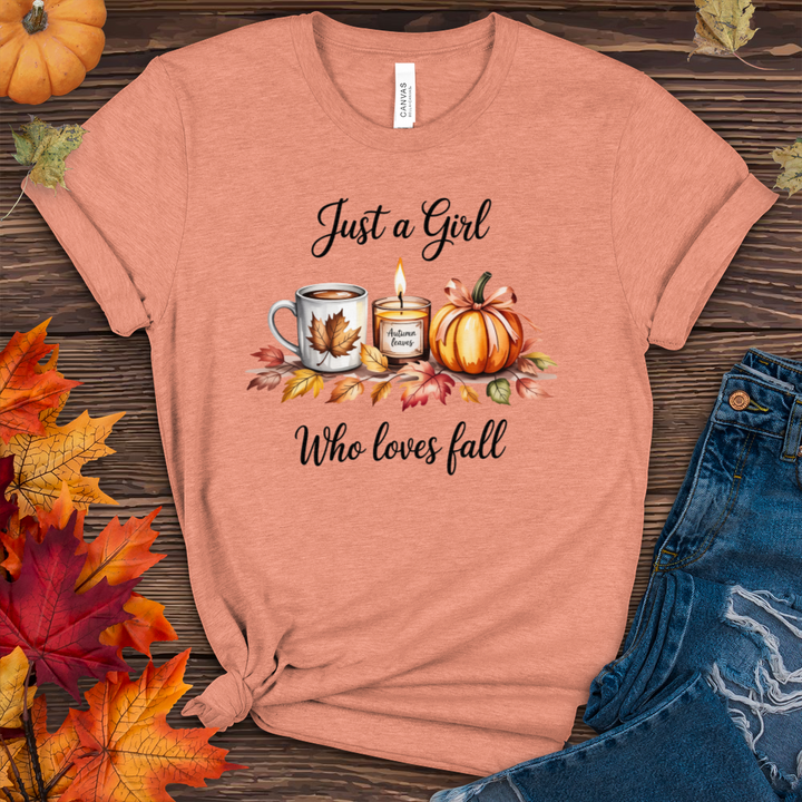 Just A Girl Who Loves Fall Heathered Tee