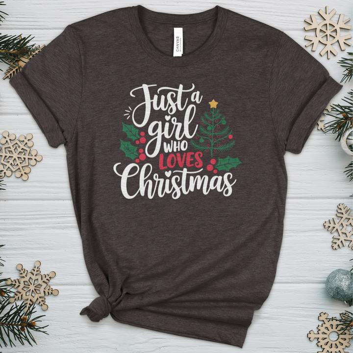 Just a Girl Who Loves Christmas Heathered Tee