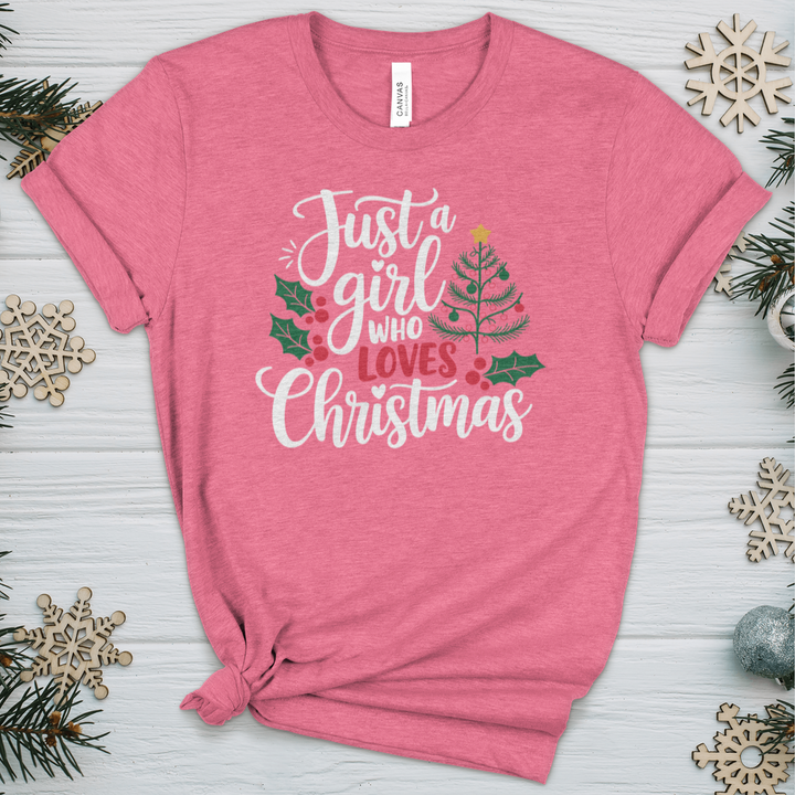 Just a Girl Who Loves Christmas Heathered Tee