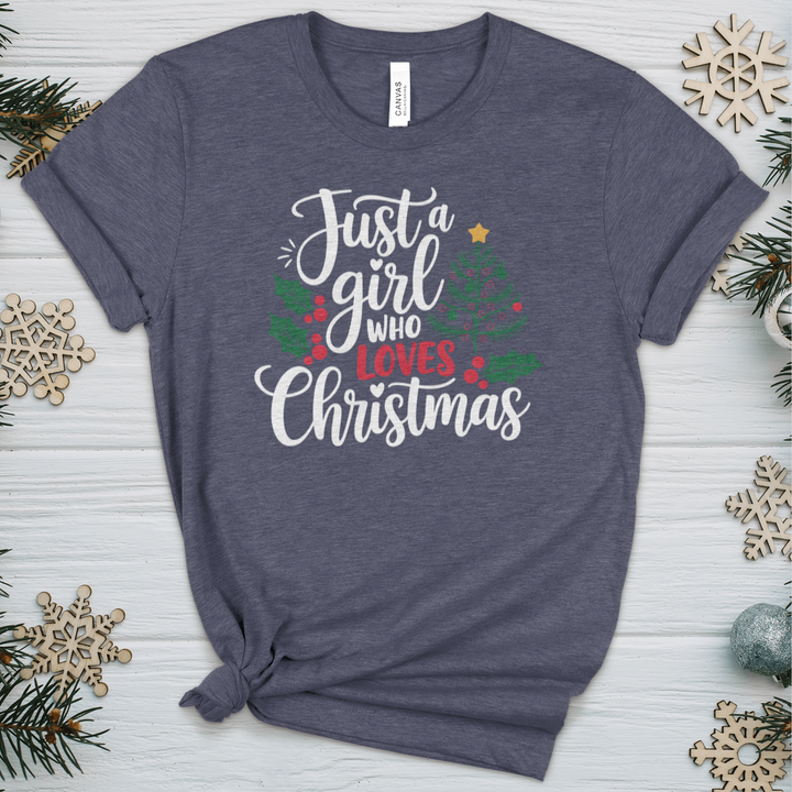 Just a Girl Who Loves Christmas Heathered Tee