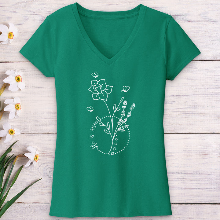 He Is Risen Bees V-Neck Tee