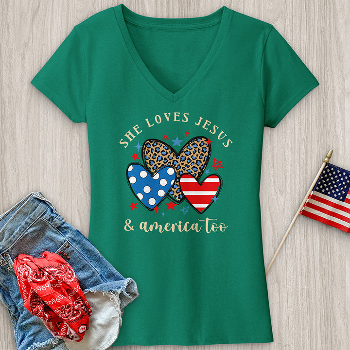 Jesus & America V-Neck Tee